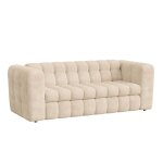 Daria - canap� 3 places convertible rapido en tissu matelass� beige matelas 14 cm