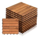 Daromigo lot de 11 dalles en bois dalles de terrasse 6 lattes 1 m� 30 x 30 cm dalles clipsables en bois ...