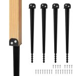 Daromigo 4x support  enfoncer pour poteaux en bois carr longueur 500 mm noir accessoires cloture