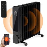 Daromigo radiateur bain dhuile 2500 w 3 puissances mit tlcommande&wife app affichage numrique noir ...