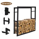 Daromigo range bches intrieur pour chemine rack pour bois de chauffage hxlxp 100 x 80 x 25cm noire ...