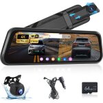 Dashcam retroviseur 4k avec cam�ra de recul 1080p - �cran tactile 966 pouces dashcam 24h parking monitoring ...