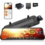 Dashcam r�troviseur - wolfbox - g930 - 4k avant et arri�re - wifi 5. 8ghz - gps int�gr�