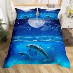 Dauphin parure de lit 140x200cm galaxy moon housse de couette pour enfants ocan marine thme parure ...