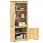 (solde dautomne)buffet haut - clarence - commode / buffet de cuisine corona 74x38x170 cm - bois de pin ...
