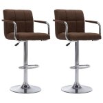 Soldes dautomnelot de 2 chaises de bar - tabourets hauts pour bar - cuisine - marron tissu - 53x52x112cm ...