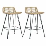 Soldes dautomnelot de 2 chaises de bar - tabourets hauts pour bar - cuisine - rotin naturel - 46x48x79cm ...
