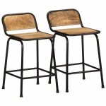 Soldes dautomnelot de 2 tabourets de bar - tabourets hauts pour bar - cuisine - pcs bois massif manguier ...