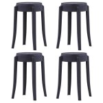 Soldes dautomnelot de 4 tabourets empilables - tabourets hauts pour bar - cuisine - noir plastique - ...