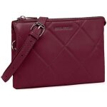 David jones - pochette soire matelass - petit sac bandoulire cuir pu femme - rouge bordeaux