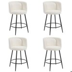 Dayalane lot de 4 tabouret de bar en chenille chaise de bar design haute avec repose - pieds chaise de ...