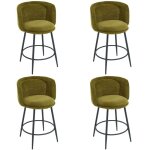 Dayalane lot de 4 tabouret de bar en chenille chaise de bar design haute avec repose - pieds chaise de ...
