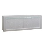 Dayton white - buffet 4 portes laqué blanc à relief et leds Dayton white - buffet 4 portes laqué blanc à relief et leds