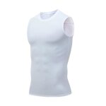 D�bardeur de compression sport - blanc - homme - respirant - sans manche - fitness