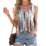 Dbardeur femme t haut sans manches lche col rond casual dbardeur imprime tie - dye confortable - ...