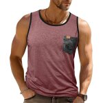 Dbardeur homme sans manches ete col rond regular fit casual top avec poche imprime couleur contraste ...