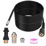 Déboucheur canalisation - 15m - noir - 180bar - deux types de buses - compatible avec kärcher k2k3k4k5k7 ... Déboucheur canalisation - 15m - noir - 180bar - deux types de buses - compatible avec kärcher k2k3k4k5k7 ...