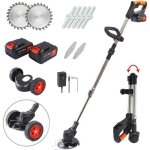 Dbroussailleuse avec batterie 2 piles batterie au lithium 24 v roues amovibles dbroussailleuse tte ...