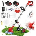 Debroussailleuse  batterie sans fil puissant avec roues 2x2000mah batteries pour couper herbe branches ...
