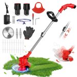 Debroussailleuse lectrique sans fil coupe bordure avec 2 batteries 4000mah 3 types de lames hauteur ...