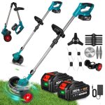 D�broussailleuse �lectrique sans fil � roues coupe - bordures manche t�lescopique 100 - 135cm - yofidra ...