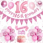 Dco anniversaire 16 ans fille 16 ans ballon ansniversaire rose decoration anniversaire 16 ans ballon ...