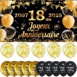 Banni�re anniversaire - home fit training - 18 ans - 15 ballons - d�coration multicolore - polyester