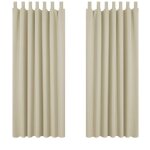 Deconovo lot de 2 rideaux occultants de cuisine  pattes 140200 cm isolant thermique anti froid beige ...
