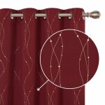 Deconovo lot de 2 rideaux occultant disolation thermique anti froids et chaleur motif de lignes 140x138cm ...