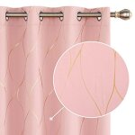 Deconovo lot de 2 rideaux  oeillets occultant anti froids rideaux salon motifs ligne dore 117183 cm ...