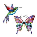 Dcor dart mural extrieur en mtal oiseau papillon dcorations suspendues de sculpture murale doiseau ...