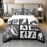 Dcor de basket housse de couette 140x200cm100% microfibre jeu de chambre sport literie jeu de balle ...