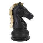 D�cor cheval d?�checs en r�sine noire et dor�e � 105x85x19 cm