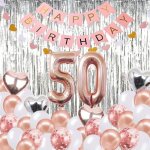 Dcorations pour 50me anniversaire - bannire ballon joyeux anniversaire - numro 50 en ballons dor ...