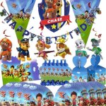 128pcs assiette kit pat patrouille anniversairebannire joyeux anniversaireballons decoration de fte ...