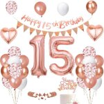 Decoration anniversaire 15 an filledeco 15 ans rosegoldballon 15 ans or rose de f�tekit ballon guirlande ...