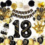 Decoration anniversaire 18 ans garon fille ballon 18 ans anniversaire de fte en noir or[b468]