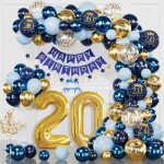 Decoration anniversaire 20 ans arche ballon anniversaire ballons anniversaire 20 ans bleu or deco deco ...