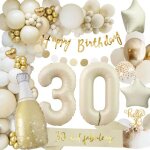 Decoration anniversaire 30 ans femme ballon anniversaire de f�te en beige or banni�re joyeux d�corations ...