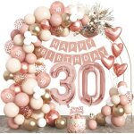 Dcoration anniversaire 30 ans femme - ballons rose gold bannire joyeux anniversaire topper gteau confettis ...
