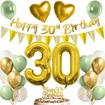 Decoration anniversaire 30 ans femme homme ballon chiffre anniversaire 30 vert or blanc avec banderole ... Decoration anniversaire 30 ans femme homme ballon chiffre anniversaire 30 vert or blanc avec banderole ...