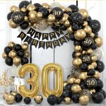 Dcoration anniversaire 30 ans en noir et or - kit arche ballon pour fte - pour femme et homme[b612] ...