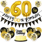 Decoration anniversaire 60 ans ballon 60 ans noir et or banni�re joyeux anniversaire 60 ans kit ballon ...