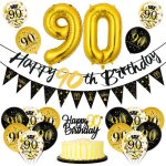 Decoration anniversaire 90 ansballon 90 ans noir et orbannire joyeux anniversaire 90 anskit ballon guirlande ...