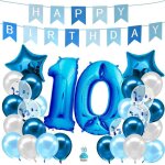 Decoration anniversaire garcon 10 ans bleu - kit anniversaire garcon - ballon anniversaire garcon 10 ...