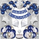 Decoration anniversaire homme gar�on deco anniversaire bleu et argent� kit ballons anniversaire avec ...