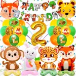 Decoration anniversaire jungle animaux pour 2 ans enfants kit ballon animaux de la foret avec happy birthday ... Decoration anniversaire jungle animaux pour 2 ans enfants kit ballon animaux de la foret avec happy birthday ...