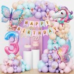 Decoration anniversaire licorne 3 ans fille 98 pi�ces ballon licorne anniversaire fille kit anniversaire ...
