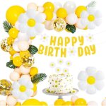 Decoration anniversaire marguerite g�ant ballons marguerite avec happy birthday banni�re fleur th�me ...