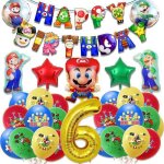 Decoration anniversaire mario 6 ans mario bros ballon anniversaire decoration kit bannires danniversaire ...